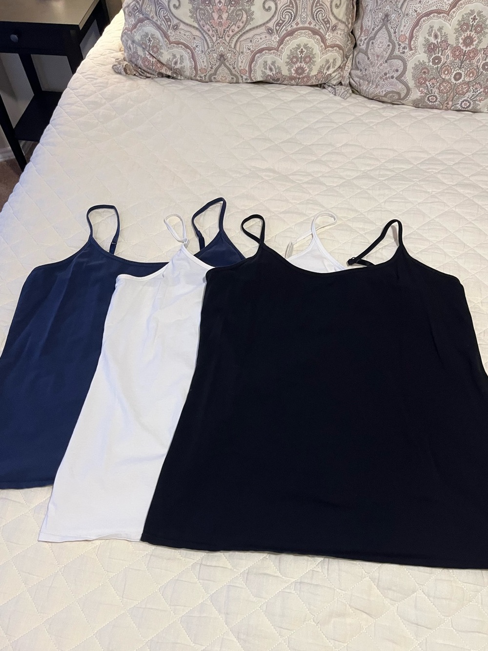 Bundle of 3 Old Navy First Layer Camis - Black, White, Navy 2x 18/20